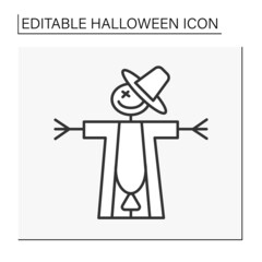  Scarecrow line icon. Scared human figure, scare birds away from a field.Halloween concept. Isolated vector illustration. Editable stroke