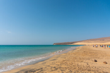Fototapeta na wymiar The famous Sotavento beach in the south of Fuerteventura, Canary Islands. Spain
