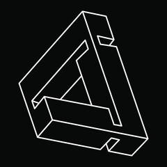 Impossible optical illusion shape. Optical art object. Impossible figures. Line art. Escher style. Geometric figures.