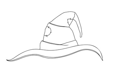Witch hat sketch. Pointed halloween hat. Vector illustration in sketch style