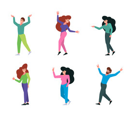Emotions characters. Angry sullen happy contented fear hate persons garish vector illustration kit of flat people