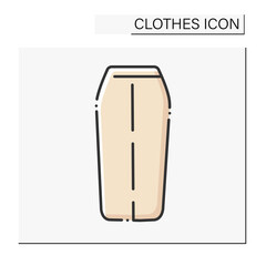 Fashion color icon. Casual midi skirt. Shopping.Clothes concept. Isolated vector illustration