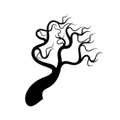 Silhuette creepy tree element design on white background