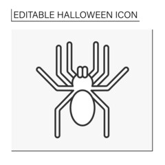  Spider line icon. Scared eight-legged predatory animal. Halloween symbol. Halloween concept. Isolated vector illustration. Editable stroke