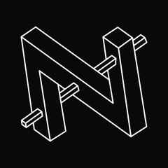 Impossible optical illusion shape. Optical art object. Impossible figure. Geometry.