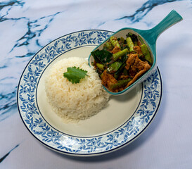 Thai Mixed Currie Dishes with Plain Rice