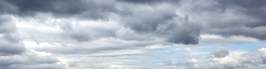 Dramatic black cloud before rainy. Beautiful cloudscape over horizon, sky