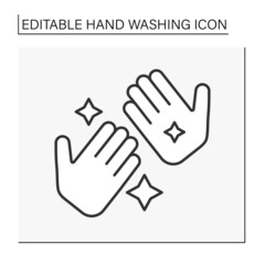 Shining hands line icon. Clean and moisturized hands. Sanitary and care. Hygiena concept. Isolated vector illustration. Editable stroke