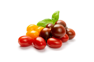 Long Plum Tomato Group Isolated, Fresh Small Cherry Tomatoes