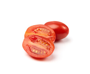 Long Plum Tomato Group Isolated, Fresh Small Cherry Tomatoes