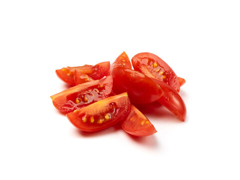 Long Plum Tomato Group Isolated, Fresh Small Cherry Tomatoes