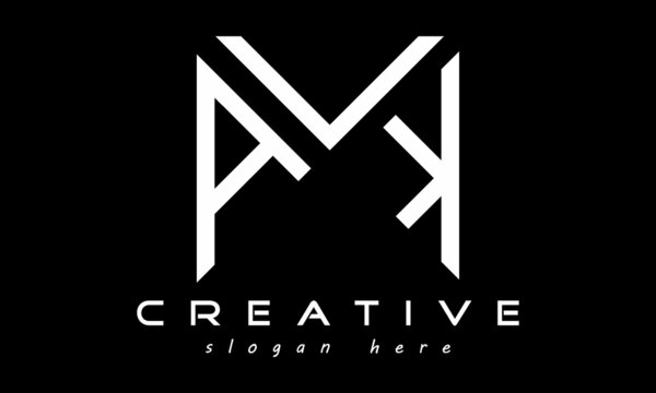 AVK geometric rectangle triangle polygon letters logo design vector, business logo, icon shape logo, stylish logo template