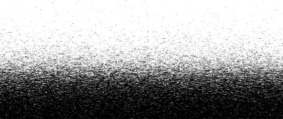 Black and white halftone glitch. Computer virus. Random falling particles on screen. Hacked software. Vector background.