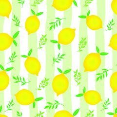 Seamless pattern with lemons. Lemon pattern background. Lemon fruit seamless pattern. Citrus summer pattern.