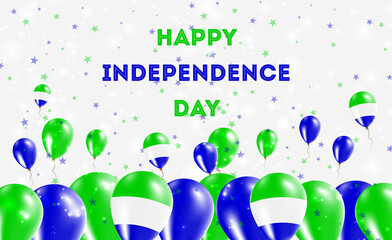 Fototapeta na wymiar Sierra Leone Independence Day Patriotic Design. Balloons in Sierra Leonean National Colors. Happy Independence Day Vector Greeting Card.