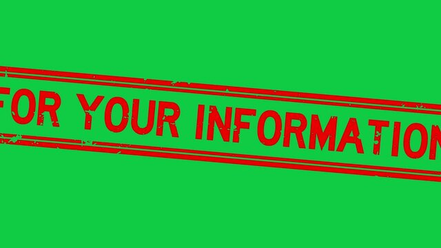 Grunge red for your information word square rubber seal stamp zoom on green background