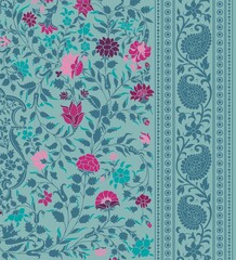 wedding card design, traditional paisley floral pattern , royal India	