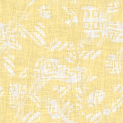 Seamless two tone hand drawn brushed effect pattern swatch. High quality illustration. Collage of minimal drawings arranged in a seamless pattern for print with fabric texture overlay. Rough scribble.