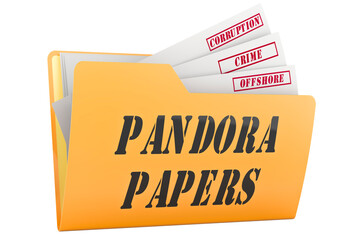 Pandora Papers, concept. 3D rendering