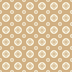 Vector snowflakes seamless geometric pattern. Repeatable brown christmas background. Trendy endless festive print