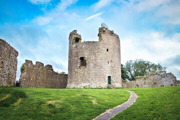 Fototapeta na wymiar View to Dundrum Castle keep inside the upper ward, Northern Ireland.