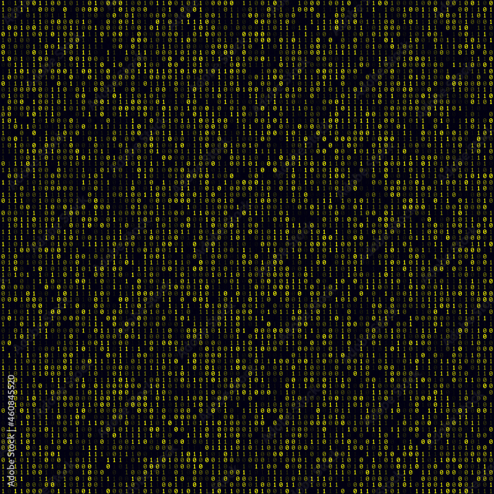 Poster tech background. yellow filled binary background. big sized seamless pattern. charming vector illust
