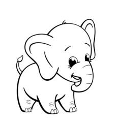 infant baby elephant standing coloring book image