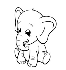 infant baby elephant sitting coloring book image