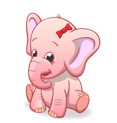 cute baby infant pink elephant sitting and smiling
