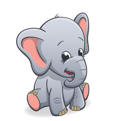 Fototapeta premium cute baby elephant infant sitting and smiling baby