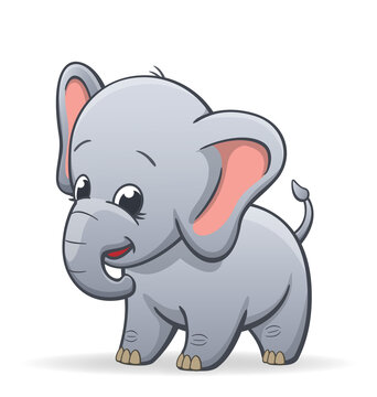cute happy infant baby elephant character