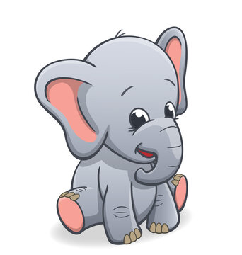 cute baby elephant infant sitting and smiling baby