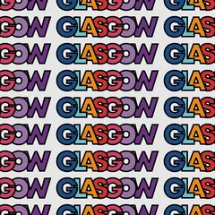 Seamless pattern of typography text glasgow scotland in rainbow scheme colour