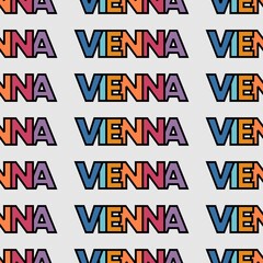 Colourful and trendy seamless pattern of typography text vienna austria for travel souvenir