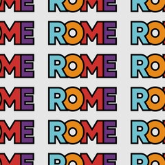 Seamless pattern of typography rome italy with 4 colour combination