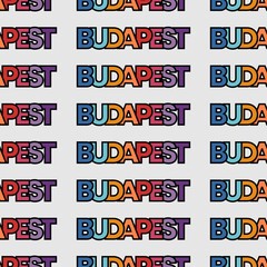 Colourful and modern typography seamless pattern of budapest city hungary for shirt printing or souvenir