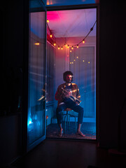 Bare feet trumpet player