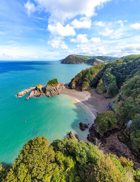 Vertical panorama of Broadsands Beach - Berrynarbor, Devon, England	