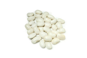 Fototapeta na wymiar Handful of white beans isolated on white background