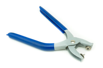 Isolated leather puncher with blue handle