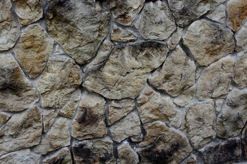 external facade of a wall made of natural stone 