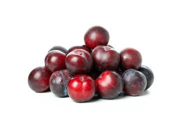 Plums, isolated on white background,close up