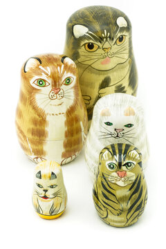 Cat Nesting Dolls On White