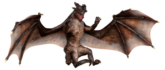 3D Rendering Fairy Tale Dragon on White