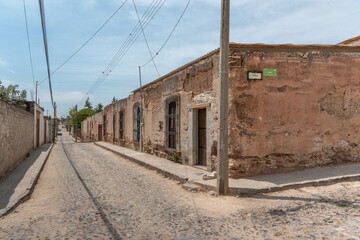Calles del pueblo mágico de Mineral de Pozos en Guanajuato, México 