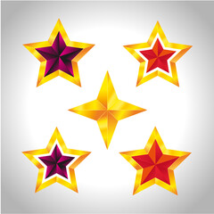 Shiny Gold Star. Christmas Illustration for design on white background