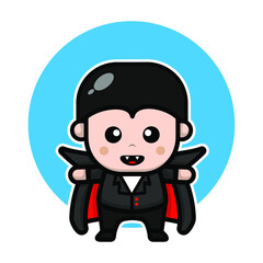 Cute dracula cartoon illustration halloween concept 