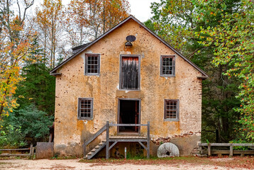 Grist mill at Historic Batsto Village is located in Wharton State Forest in Southern New Jersey. United States.