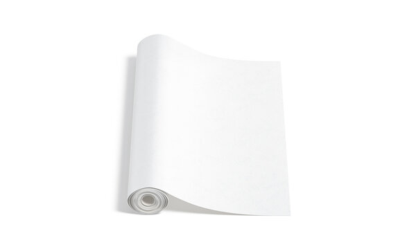 Blank white wallpaper twisted roll mockup, front top view