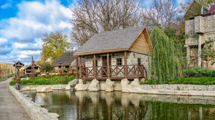 Fototapeta premium Traditional Ukrainian village in Uman, Ukraine